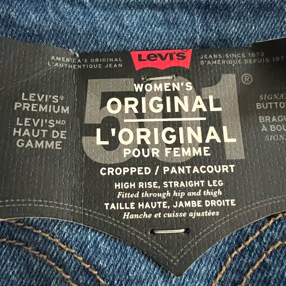 Levi's 501 Button Fly Straight Leg w/Cropped Length Jeans PLUS SIZE 20 NWT - Picture 2 of 6